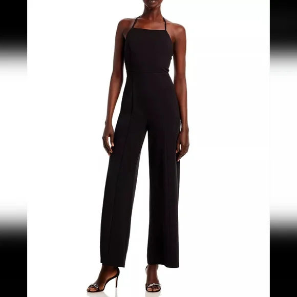 #174 Aqua Halter Neck Wide Leg Jumpsuit NWT - Picture 2 of 6